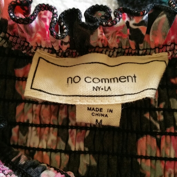 No Comment Long Floral Print Dress With Built-in Shorts Front Slit Size Medium - Picture 10 of 11